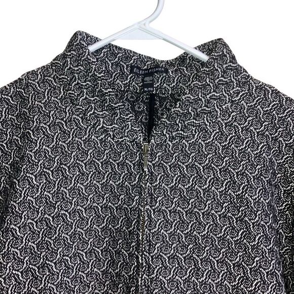 Eileen Fisher Jacquard Flight Jacket Womens XL Black Bone Full Zip #422 - Picture 5 of 14